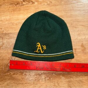 Arizona “A” y2k 2000s skater Twins Enterprise Beanie Cap green thick striped vtg